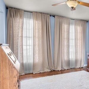 4 IKEA BLEKVIVA Tan Jacquard Curtain Panel